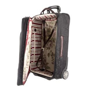 Brighton Black Canvas and Croc leather Suitcase